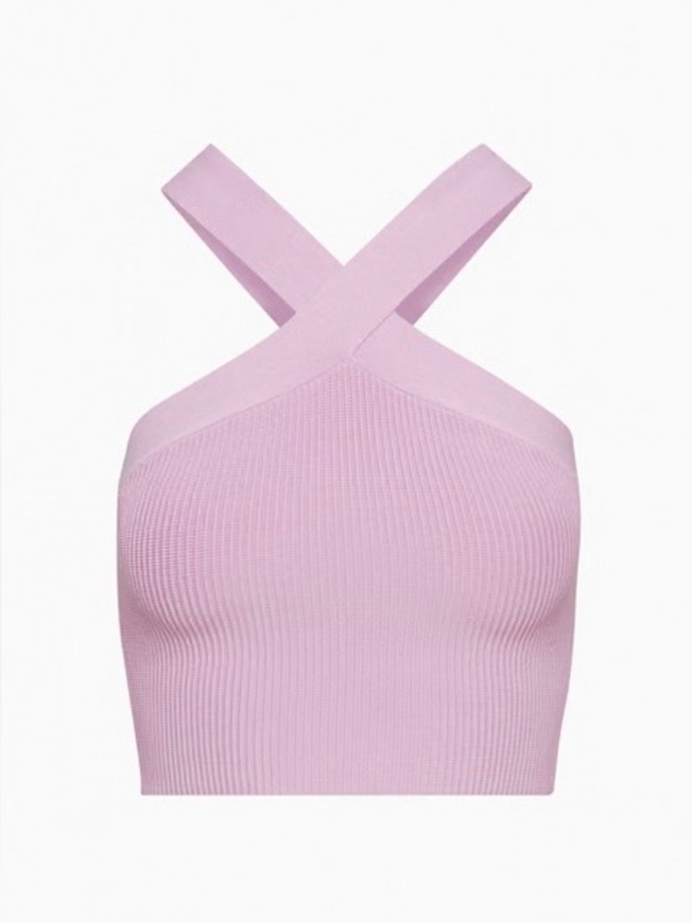 Aritzia Cropped Ribbed Knit Halter Top in Lavender